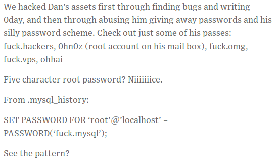 here the hackers claim the attack and show that “fuck.[word]” is the password pattern.