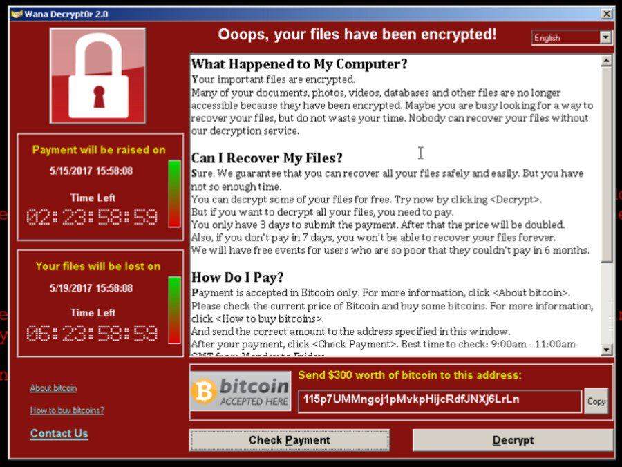 This message emerged on screens of users when their devices were infected by the ransomware.