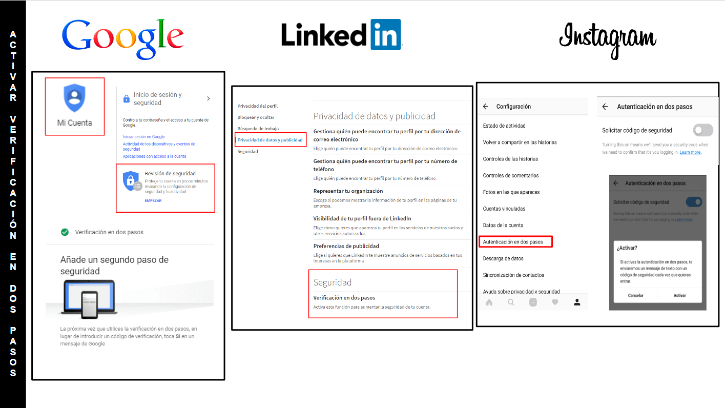 Double Factor Authentication in Google, Linkedin & Instagram