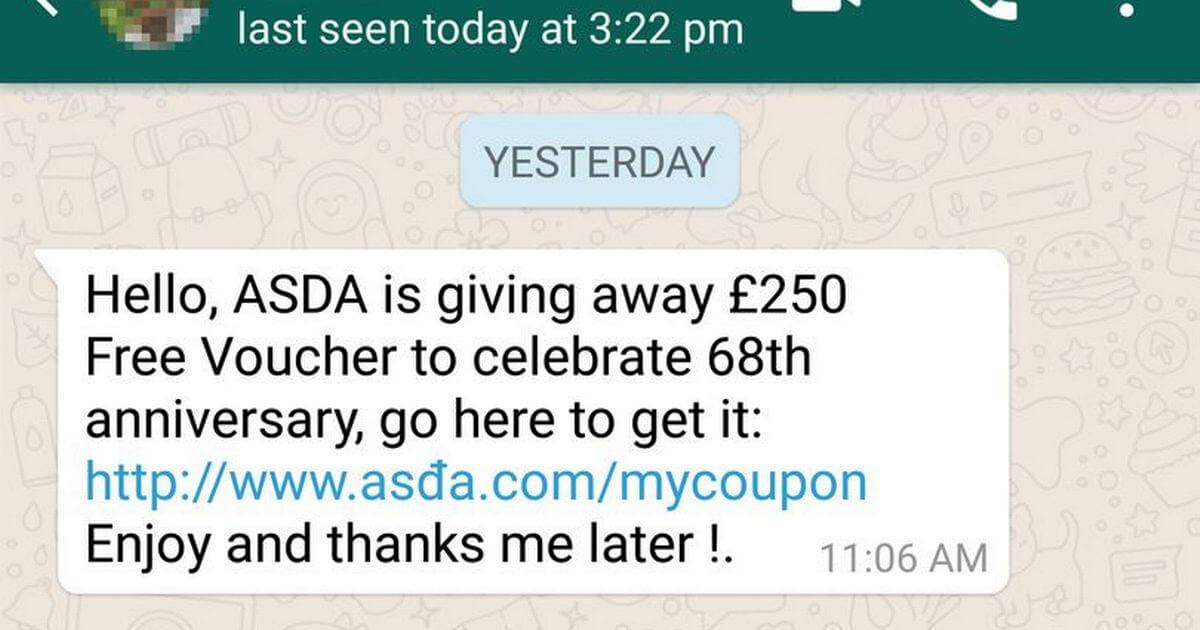 Phishing via sms, WhatsApp is a good example 